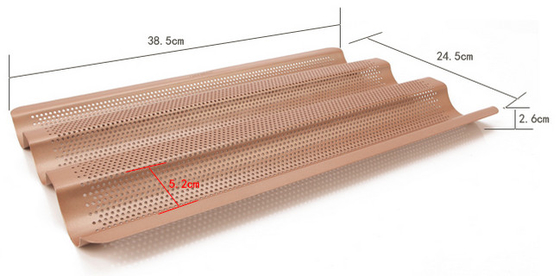 RK 베이커웨어 중국 식품 서비스 금 비스틱 알루미늄 바게트 베이킹 트레이